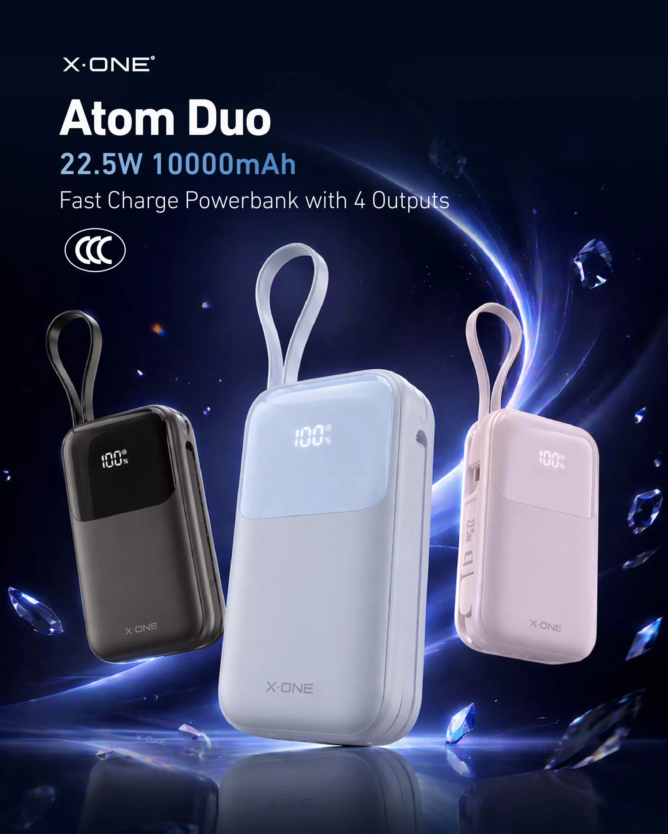 Внешний аккумулятор Atom Duo 22,5 Вт, 10&nbsp;000 мАч